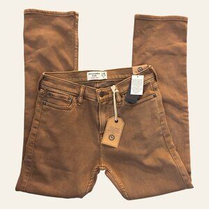 Abercrombie Kids NWT Brown Skinny Jeans Slim 13/14 Stretch Denim Soft Wash